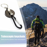 Retractable Keychain with Carabiner Hooks & Metal Clip