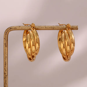 Anti-Allergic 18K Plated Curly Hoop Earrings For Lady