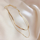 Double Layer 14K Plated Choker Necklaces