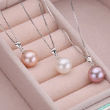 925 Sterling Silver Pearl Pendant Necklace Anti Allergy