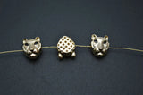 10x13mm Copper CZ Eye Leopard Head Spacer Beads