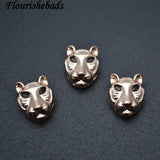 10x13mm Copper CZ Eye Leopard Head Spacer Beads