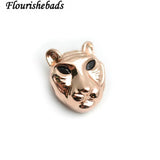10x13mm Copper CZ Eye Leopard Head Spacer Beads