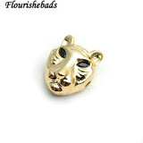 10x13mm Copper CZ Eye Leopard Head Spacer Beads