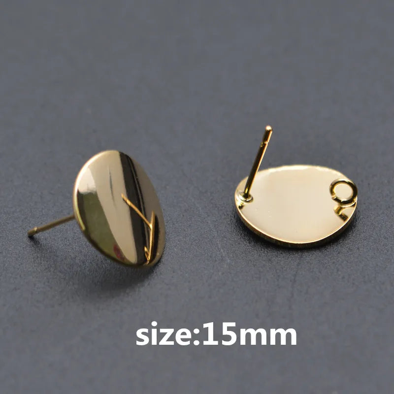 30pcs Anti-rust Round Metal Ear Stud Brass Ear Wire DIY Earrings