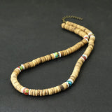 Antique 8mm Coconut Wood Men's Short Necklace