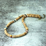 Antique 8mm Coconut Wood Men's Short Necklace