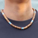 Antique 8mm Coconut Wood Men's Short Necklace