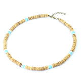 Antique 8mm Coconut Wood Men's Short Necklace