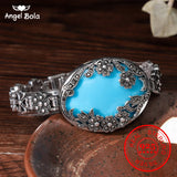925 Silver Bracelet Flower Resin Crystal Women Bangle Party Jewelry