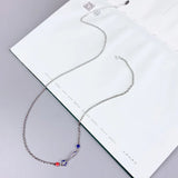 Vintage 925 Silver Ruyi Necklace Enamel Choker Chain XL059