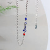 Vintage 925 Silver Ruyi Necklace Enamel Choker Chain XL059