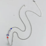 Vintage 925 Silver Ruyi Necklace Enamel Choker Chain XL059