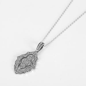 925 Silver Zircon Diamond Geometric Pendant Necklace for Women
