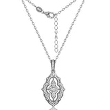 925 Silver Zircon Diamond Geometric Pendant Necklace for Women