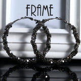 Vintage Stone Hoop Earrings, Punk Statement Jewelry