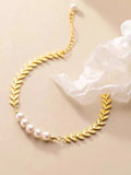 Antique Bracelet 18k Osmanthus Leaf Freshwater Pearl Bracelet