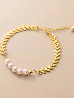 Antique Bracelet 18k Osmanthus Leaf Freshwater Pearl Bracelet
