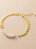 Antique Bracelet 18k Osmanthus Leaf Freshwater Pearl Bracelet