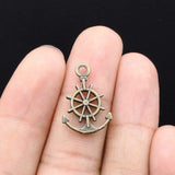 Antique Brass Silver Plated 2 Sided Summer Charms Anchors Pendant