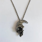Antique Bronze Half Skull Necklace Pendant Retro Gothic Choker