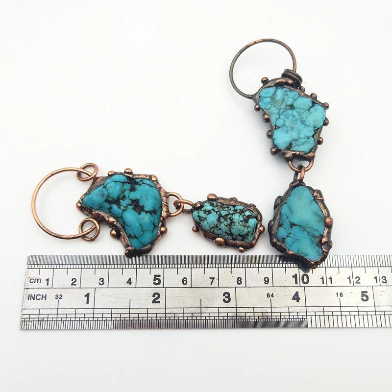 Antique Bronze Edged Turquoise Stone Pendant