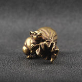 Antique Bronze Mouse Money Bag Figurine Feng Shui Home Decor