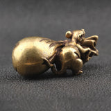 Antique Bronze Mouse Money Bag Figurine Feng Shui Home Decor