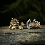 Antique Bronze Lions Statues Home Decor Accessories Brass Animal Figurines