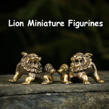 Antique Bronze Lions Statues Home Decor Accessories Brass Animal Figurines