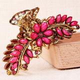 Antique Bronze Flower Hair Claw Jewelry Vintage Crab Women Rhinestone Hair Clip