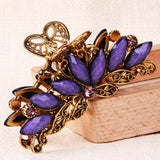 Antique Bronze Flower Hair Claw Jewelry Vintage Crab Women Rhinestone Hair Clip