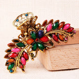 Antique Bronze Flower Hair Claw Jewelry Vintage Crab Women Rhinestone Hair Clip