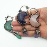Antique Bronze Moon Gemstone Pendant Jewelry