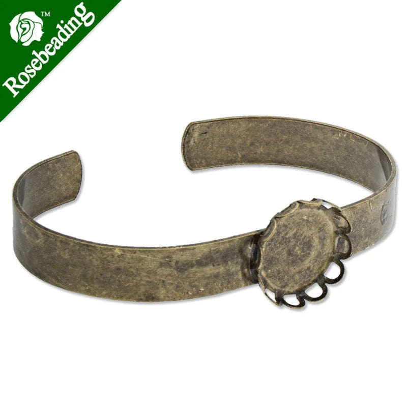 Antique Bronze Adjustable Bracelet Setting 15MM Round Bezel