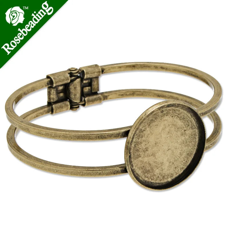 Antique Bronze Plated Adjustable Bracelet Setting With 25MM Round Bezel