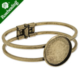 Antique Bronze Plated Adjustable Bracelet Setting With 25MM Round Bezel