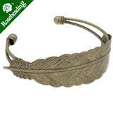 Adjustable Antique Bronze Plated Feather Bracelet 23mm