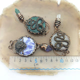 Antique Bronze Gemstone Pendant Amethyst Rose Quartz Animal Jewelry