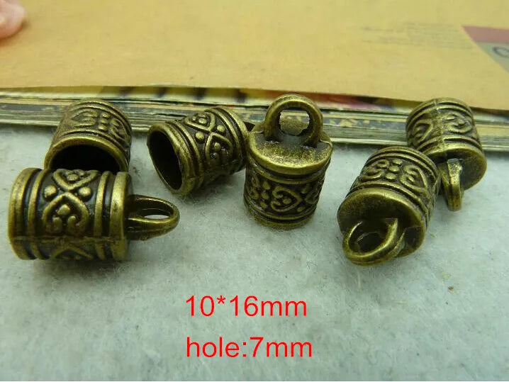 Antique Bronze Textured Flower Tassel Caps Cord Ends 10*16mm
