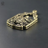 Antique Copper Chinese Guan Gong Big Pendant Necklace