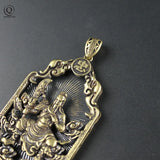 Antique Copper Chinese Guan Gong Big Pendant Necklace
