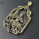Antique Copper Chinese Guan Gong Big Pendant Necklace