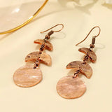Antique Copper Moon Dangle Earrings Bohemian Vintage Jewelry