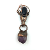 Antique Copper Amethyst Pendant Skull Raw Crystal Stone Charms Necklace Crafts