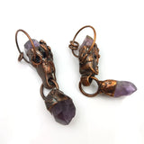 Antique Copper Amethyst Pendant Skull Raw Crystal Stone Charms Necklace Crafts