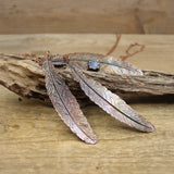 Copper Feather Pendant with Kyanite Charm Necklace Boho Jewelry