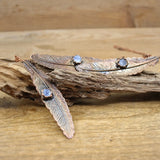 Copper Feather Pendant with Kyanite Charm Necklace Boho Jewelry