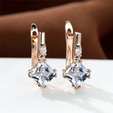 Antique Purple Crystal Square Stone Earrings