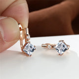 Antique Purple Crystal Square Stone Earrings